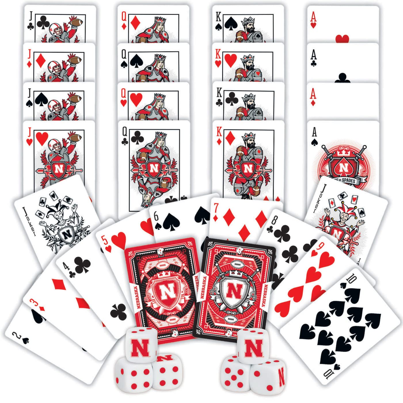 Masterpieces Officially Licensed NCAA Nebraska Cornhuskers 2-Pack Playing Cards & Dice Set for mature-themeds
