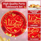 96 Pcs Valentine'S Day Plates Napkins Valentines Day Party Decorations Paper Plate Supplies Red And Gold Dinner Dessert Tablewar