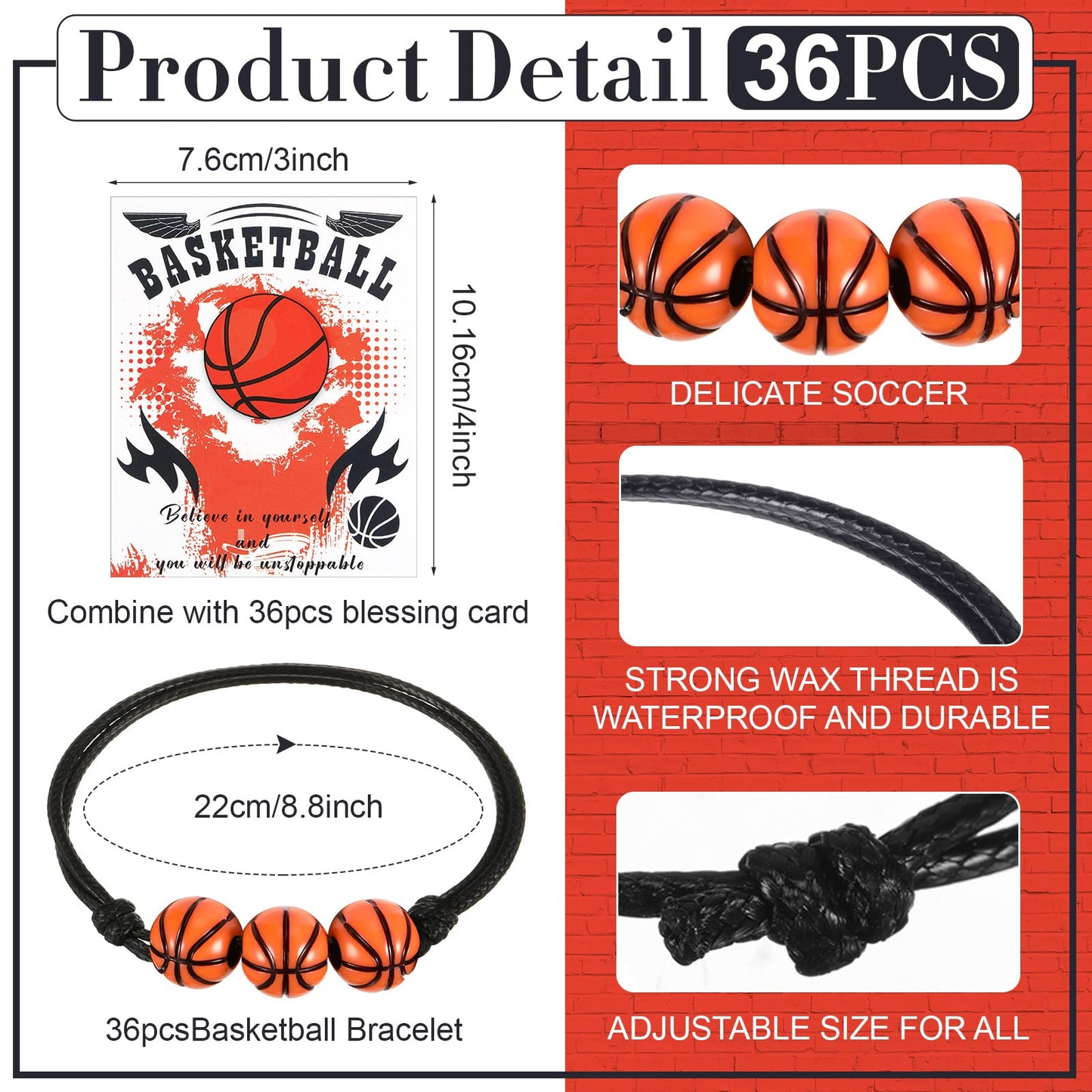 Yinkin 32 Pcs Basketball Team Gifts for Girls Team Boys Bracelet Basketball Accessories Sport Party Favors Charms Jewelry Gifts