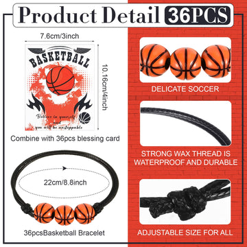 Yinkin 32 Pcs Basketball Team Gifts for Girls Team Boys Bracelet Basketball Accessories Sport Party Favors Charms Jewelry Gifts