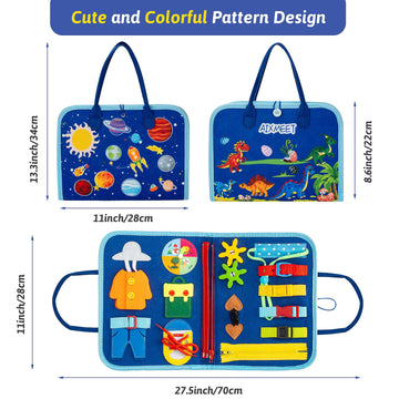 Toddler Busy Board Montessori Toys For 1 2 3 4 Year Old, Preschool Learning Activities With Life Skills,Abc,123,Shape,Color,Anim