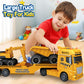 SpringFlower 3 4 5 6 Toddler Boy Toys, 25'' Construction Carrier Truck Toy with Excavator and Dump Truck,3 in 1 Truck Boy Toy, C