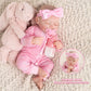 Jirachi Realistic Reborn Baby Dolls, Sleeping Baby Pink Girl Real Life Soft Cloth Body, 18 Inch Lifelike Reborn Baby With Feeding Accessories For Kids