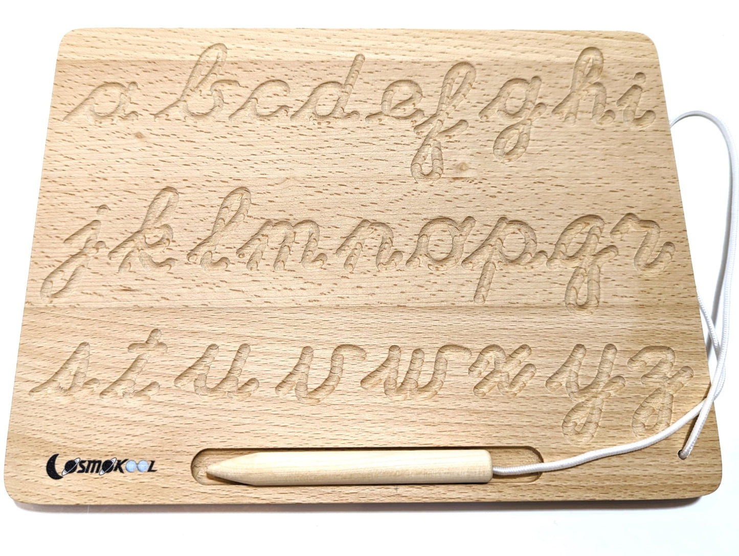 CosmoKool Montessori Cursive Alphabet Tracing Board | Alphabet Letters | ABC Tracing | Double Sided with Wooden Pen | Cursive