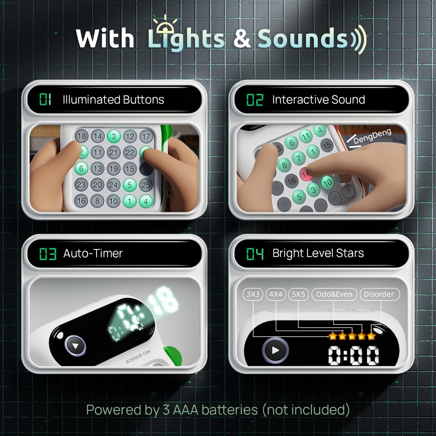 Science Can Speed Numbers - Handheld Games For Kids And Adults, Autism Sensory Toys, Featuring 100 Challenges, Travel Games, Ste