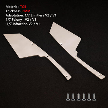 2Mm Titanium Alloys Air Dam Diffuser For Arrma 6S 1/7 Infraction/Limitless/Felony,Spark Maker Wheel Covers Lightweight Left And