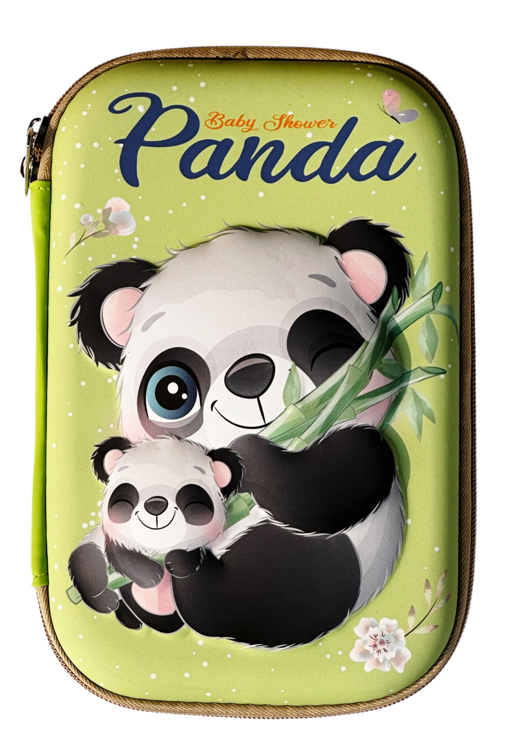 MSGH Design 7D Big Size Multipurpose Hardtop Pencil Pouch for Boys & Grils (Panda(Green))