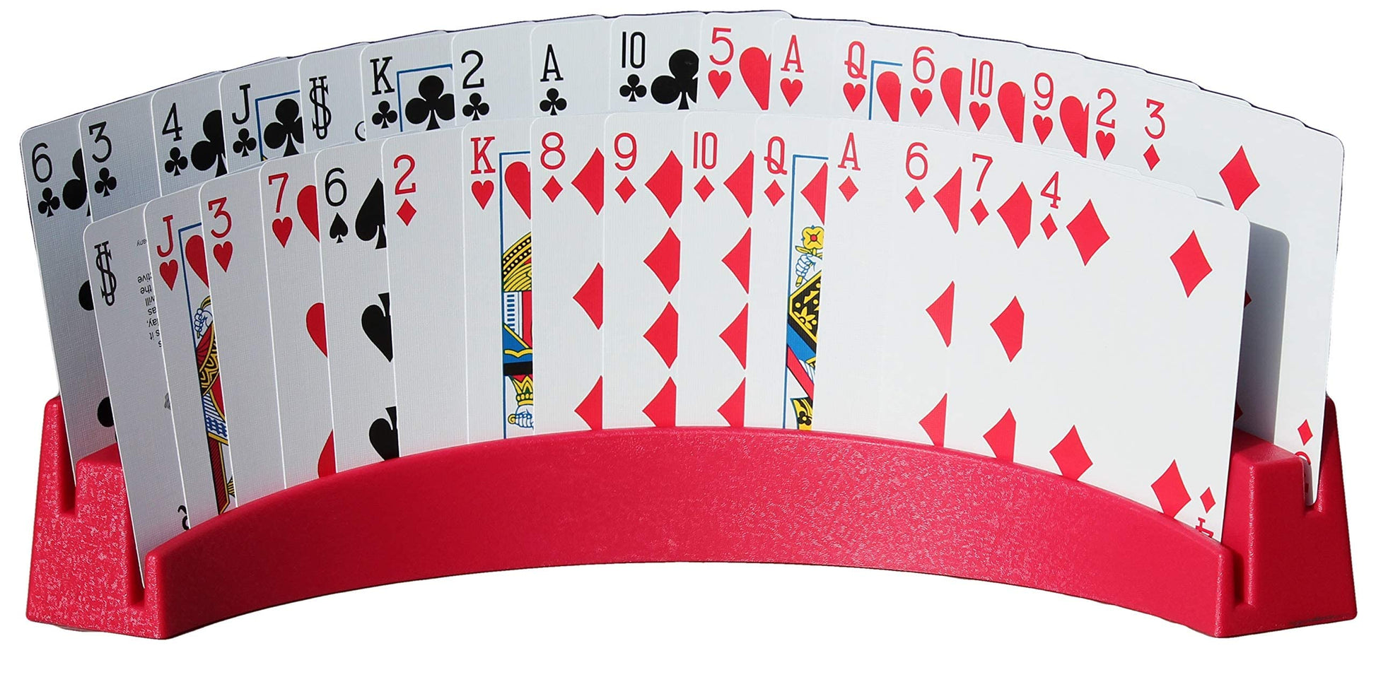 Twin Tier Premier Playing Card Holder (Set Of 2) - Holds Up To 32 Playing Cards Easily - 12 1/2' X 4 1/2' X 2 1/4' - Stack For Storage - Made In The Usa (Red)