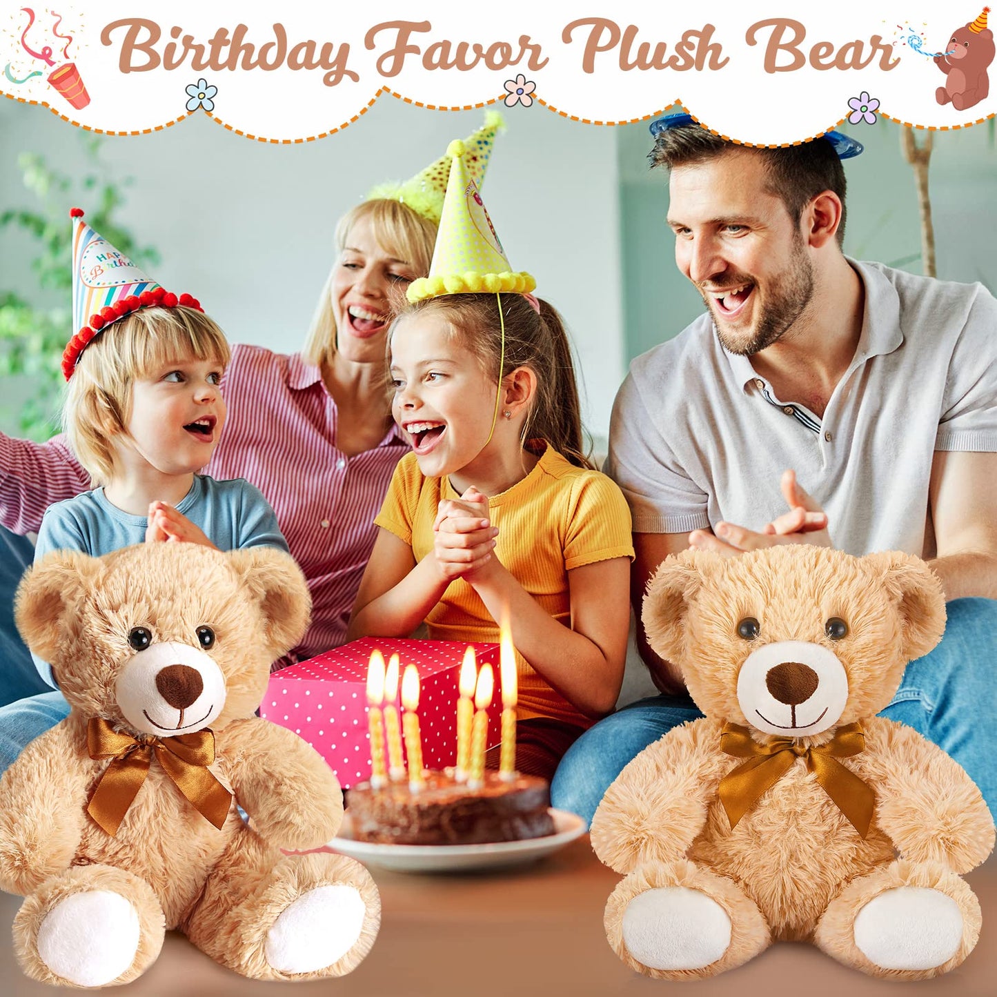 Hydren 36 Pcs 14 Inches Stuffed Bears Animals Plush Toys Bulk Soft Cute Small Shaggy Bear For Baby Shower Birthday Gifts Wedding