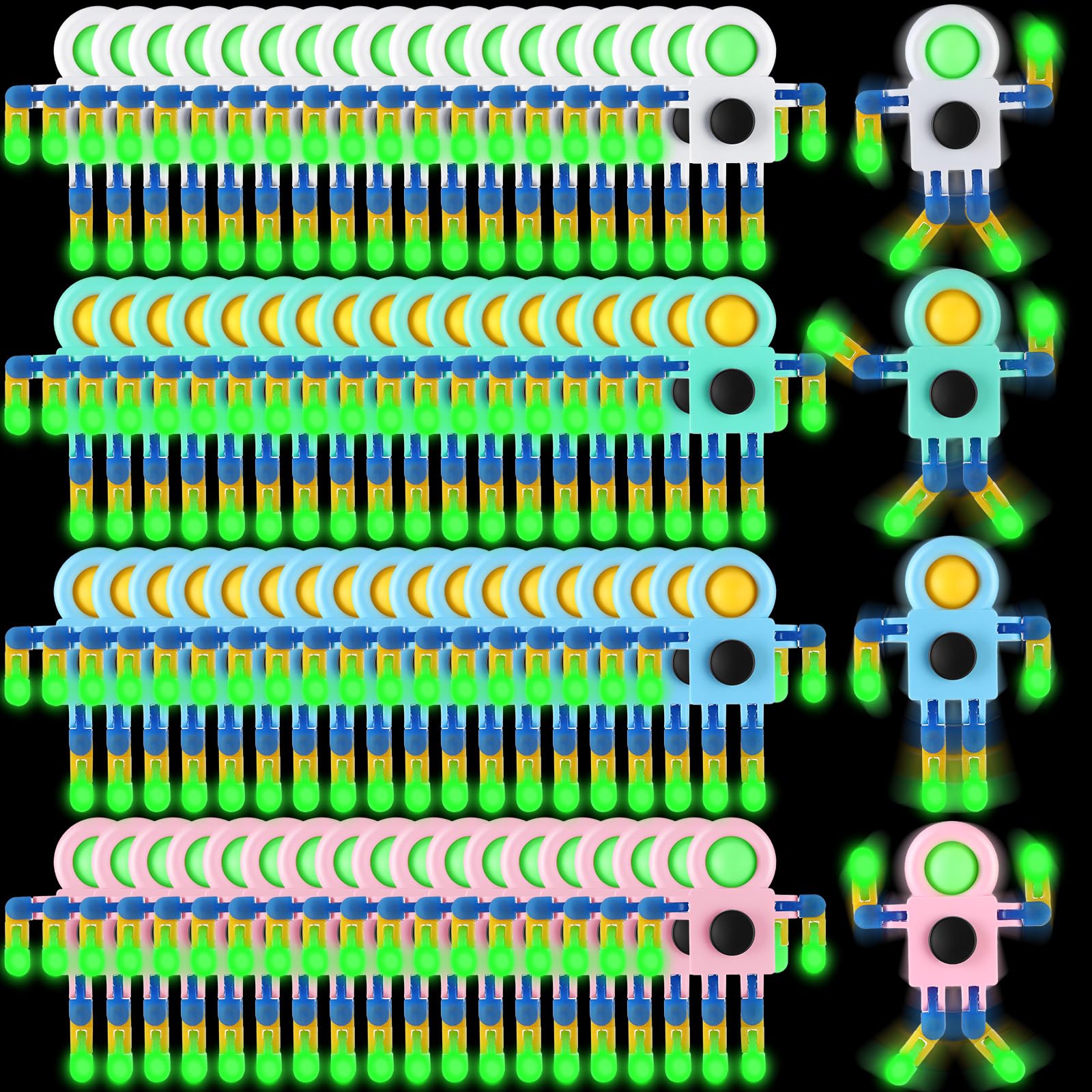 Shappy 72 Pcs Fidget Sensory Spinner Toys Transformable Chain Robot Fingertip Toy Sensory For Anxiety, Stress Relief Adhd Autism