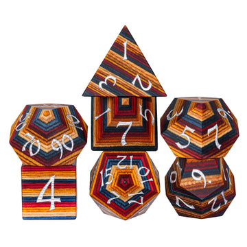 Hddais Wood Dice Set Yellow Striped Dnd Dice Natural Wood Handmade Dice For Dungeons And Dragons Role Playing Games