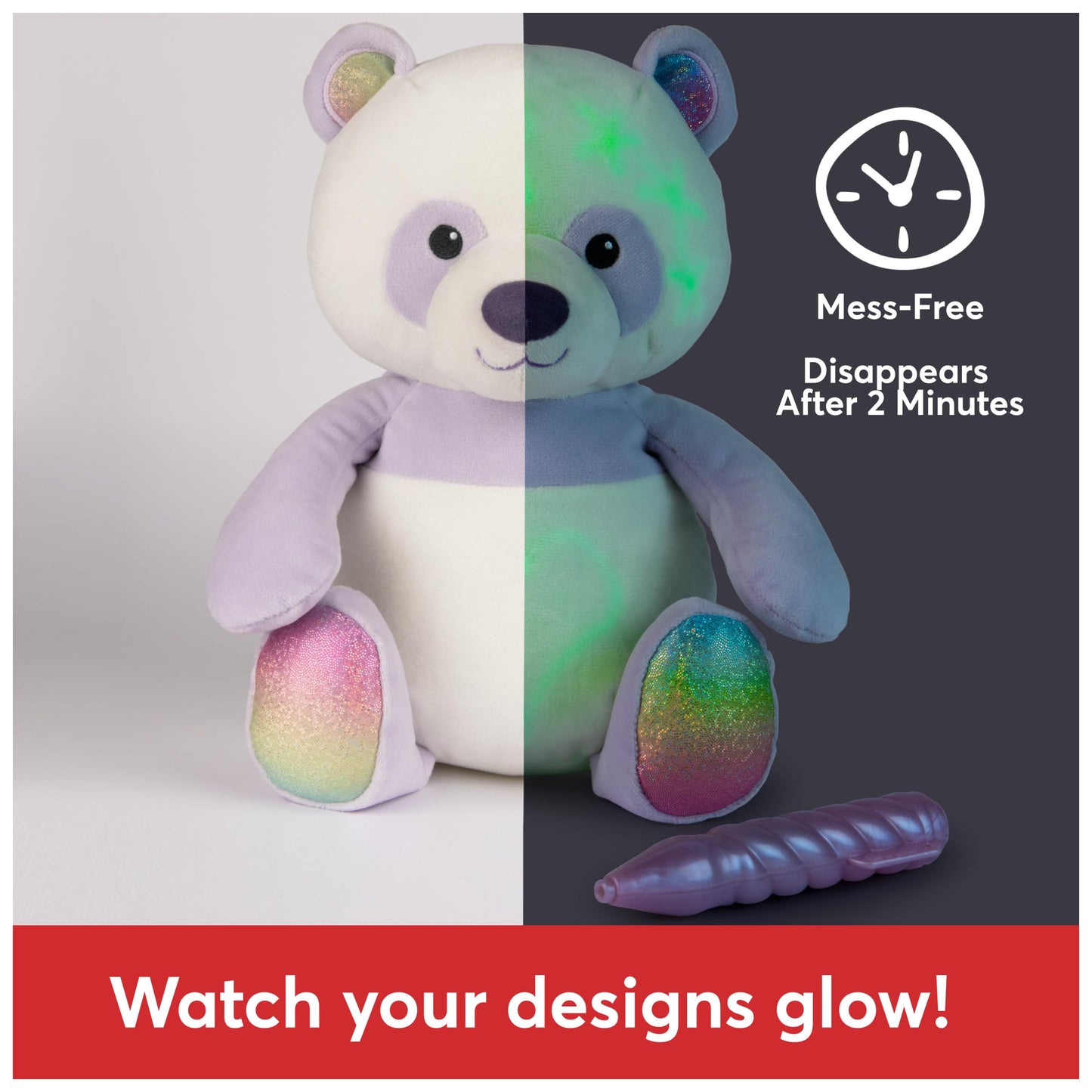 Gund Magic Draw And Glow Panda, Glow-In-The-Dark Activity Plush, Panda Stuffed Animal Toy With Led Pen, 11