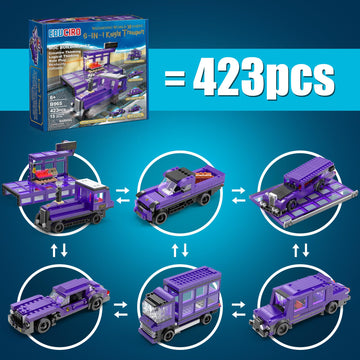Educiro Harry World 6 In 1 Car Toys Building Set Gifts For Kids, Girls, And Boys Ages 6-12 (423Pcs),Sports Car,Van Truck,Harry'S Truck,Knight Lxury Car,Wagon,Magic Express,Not For Lego Sets