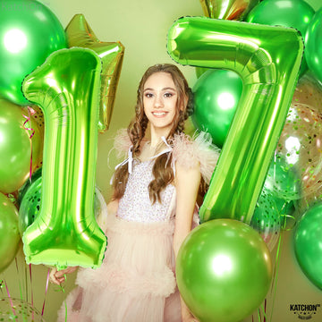 Katchon, Giant Lime Green 17 Balloon Numbers - 40 Inch | Happy 17Th Birthday Decorations, 17 Birthday Balloons | Number 17 Balloons For Happy Birthday Decorations | 17 Number Balloons