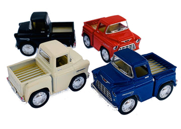 KiNSMART 1955 Chevy Stepside Pick-Up 2 Inch Pullback Action Trucks SetOf4