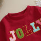 Fybitbo My First Christmas Baby Girl Boy Outfit Sweatshirt Romper Sweater Onesie Long Sleeve Bodysuit Fall Clothes (Red Embroide