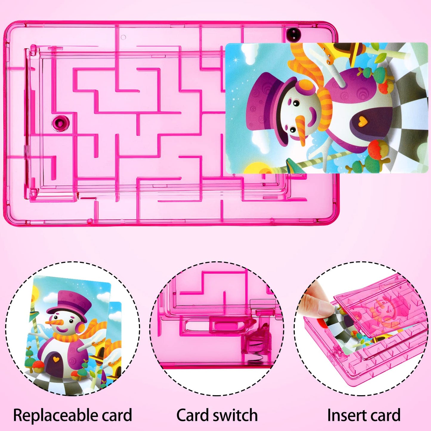 Skylety 5 Pcs Money Puzzle Box Gift Card Box Plastic Puzzle Card Holder Fun Maze Intellectual Pinball Machine Game for Teens and mature-themeds Birthday Party Favors(Pink)