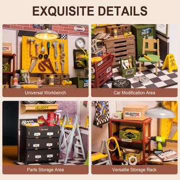Robotime Miniature House Kit Diy Mini Garage Workshop Tiny Model House Building Kit With Led Decorative Craft For Adults Hobby G