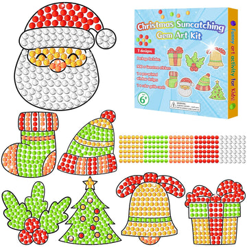 Qyeahkj 7pcs Christmas Arts and Crafts, Winter Art Crafts Christmas Suncatcher Kits for Children Teenagers Kids at 6-8, Christma