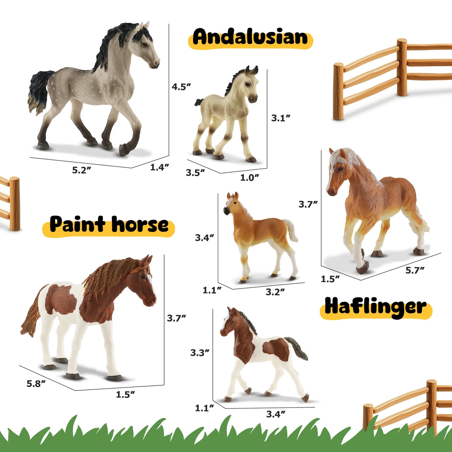 Zippytots 10PCS Horse Figurine Set - Realistic Plastic Toys for Toddlers - Educational Gift & Party Favors - Model BT013