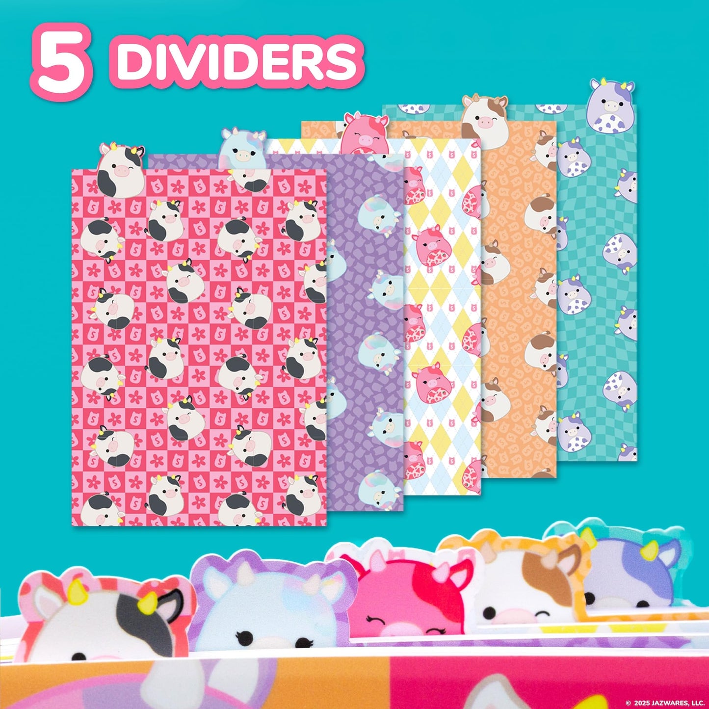 Squishmallows Original Tab Journal, 5 Tabs, Spiral Bound, Journals for Teens, Birthday Gift, Journaling Kit, Journal Set, Kids J