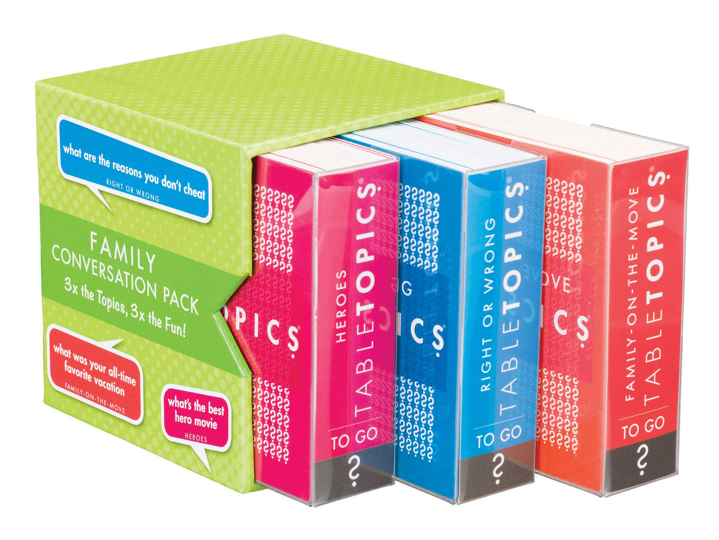 Tabletopics Family Conversation Pack - 120 Conversation Cards For Family Connection, Engage Kids By Talking & Playing, Boxed Set Of 3 Topics