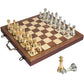 ELONGDI 16.5 Large Wooden Chess Set with Weighted Acrylic Chess Pieces Folding Chess Board Games with Handle 3.5 King Portable Classic Game for mature-themeds and Kids