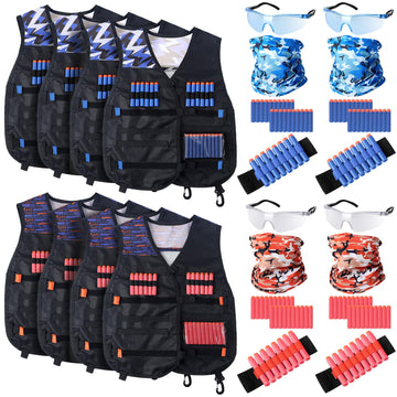 Sosation 8 Sets Tactical Vest Kit Compatible With Nerf Party Favor, Face Mask Wrist Ammo Holder Toy Gift