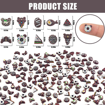 WOZADU 200 PCS Colorful Mini Resin Chocolate Dessert Series Figures for Crafts Tiny Resin Baking Food Miniature Things for Dollhouse Fairy Garden Micro Landscaping Decoration Cake Toppers Decor
