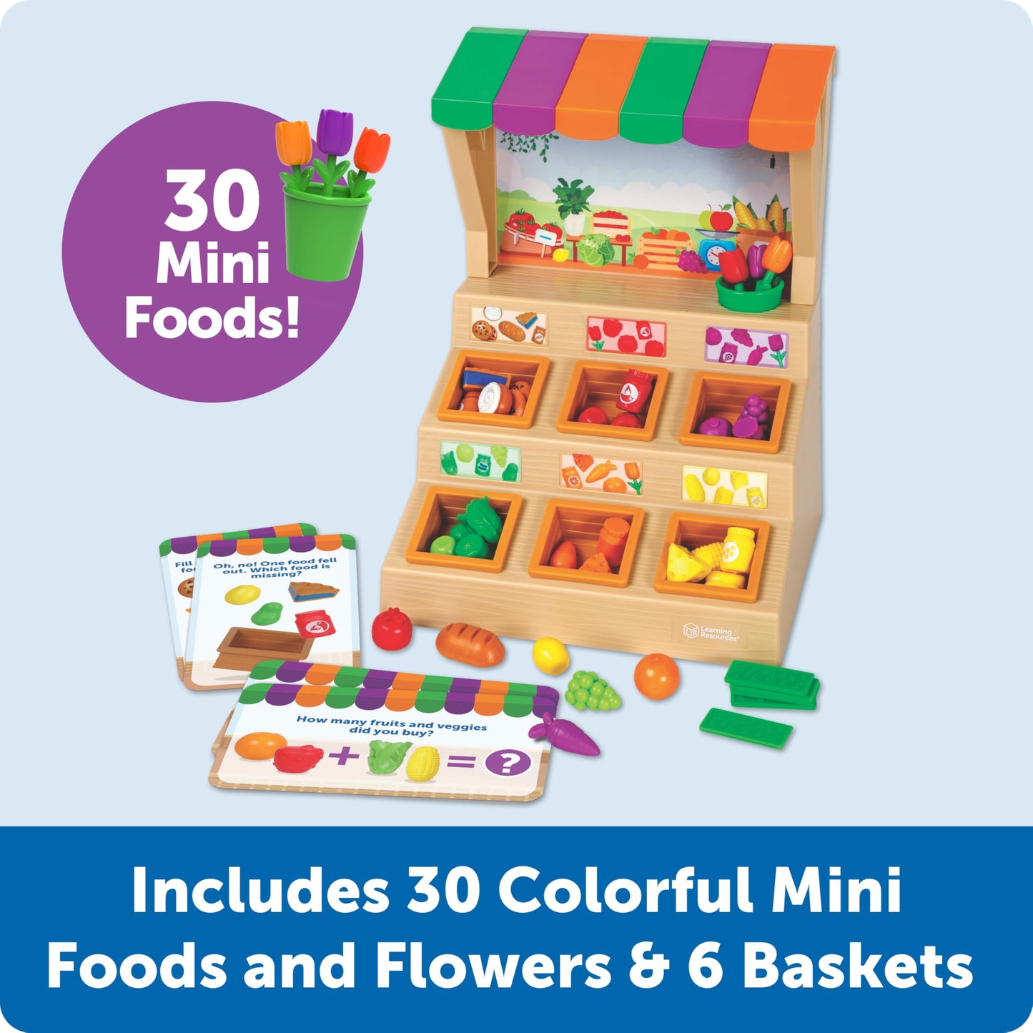 Learning Resources Mini Farmstand Sorting Set, 63 Plastic Pieces, Play Food for Kids, Sorting Toys for Toddlers, Ages 3+