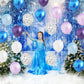 Frozen Balloons Set, 12 Inch Metallic Blue Purple Balloons Snowflake Confetti Latex Balloons Metallic Silver Helium Balloon Gril