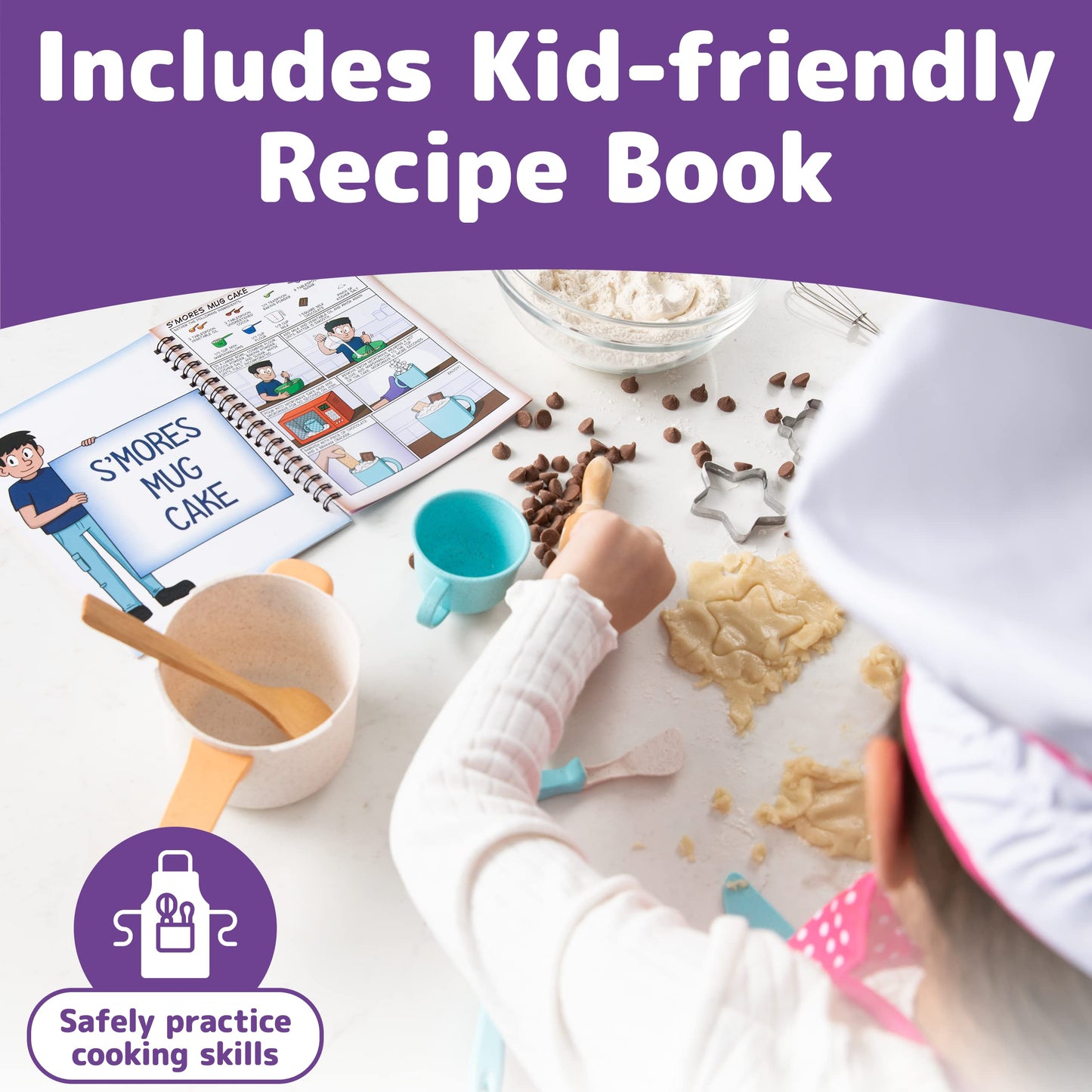 Kids Cooking and Baking Chef Set for Little Girls, Complete Cooking Sets, Toddler Dress Up and Pretend Play Dress Up Clothes for