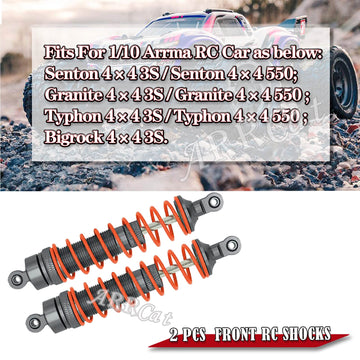 ARRCat 2PCS Front Shocks Upgrade Parts for 1/10 Arrma Bigrock 4X4 Granite 4X4 Senton 4X4 Vorteks 4X4 Typhon 4X4 RC Truck,Full Al