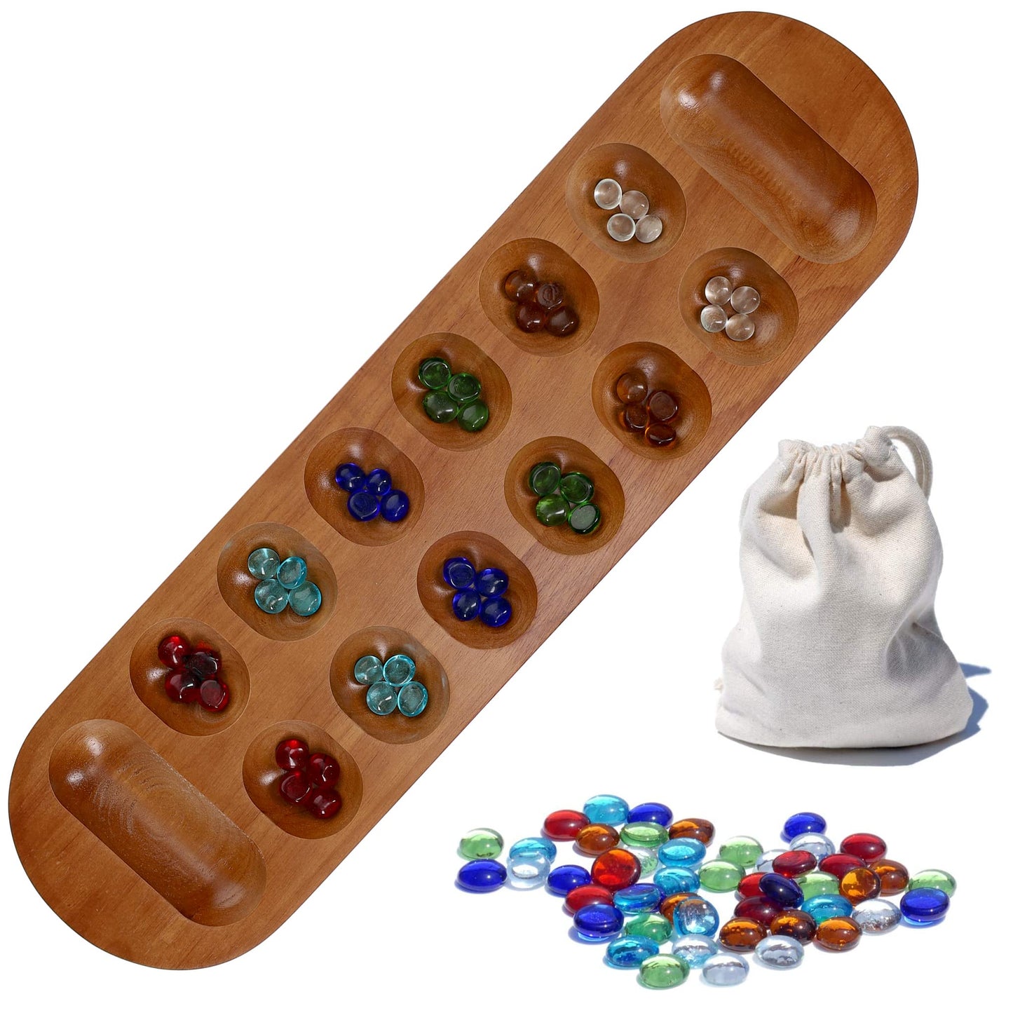 WE Games Coffee Table - African Stone Game, Solid Wood, Walnut Stain, Brown, Model 492022