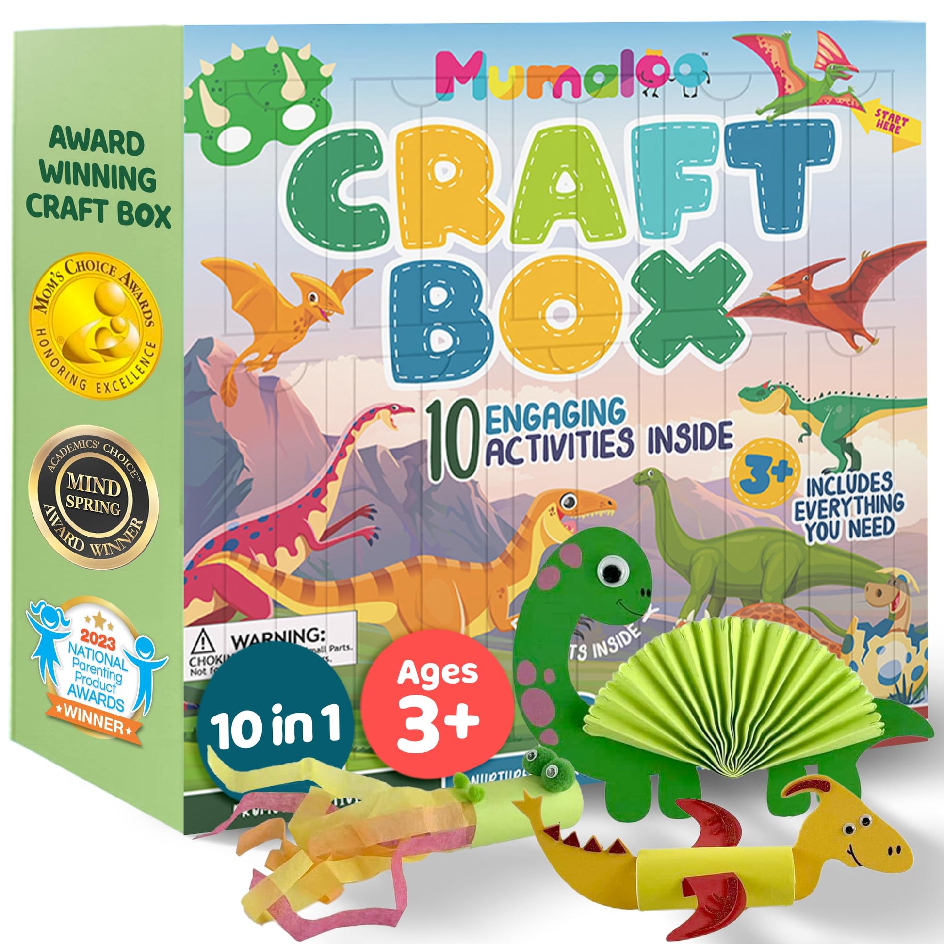 Mumaloo Dinosaur Craft Box - 10 Creative Arts and Crafts for Kids Ages 4-8, Fun, No Mess, Educational, Toddler, Preschool & Home