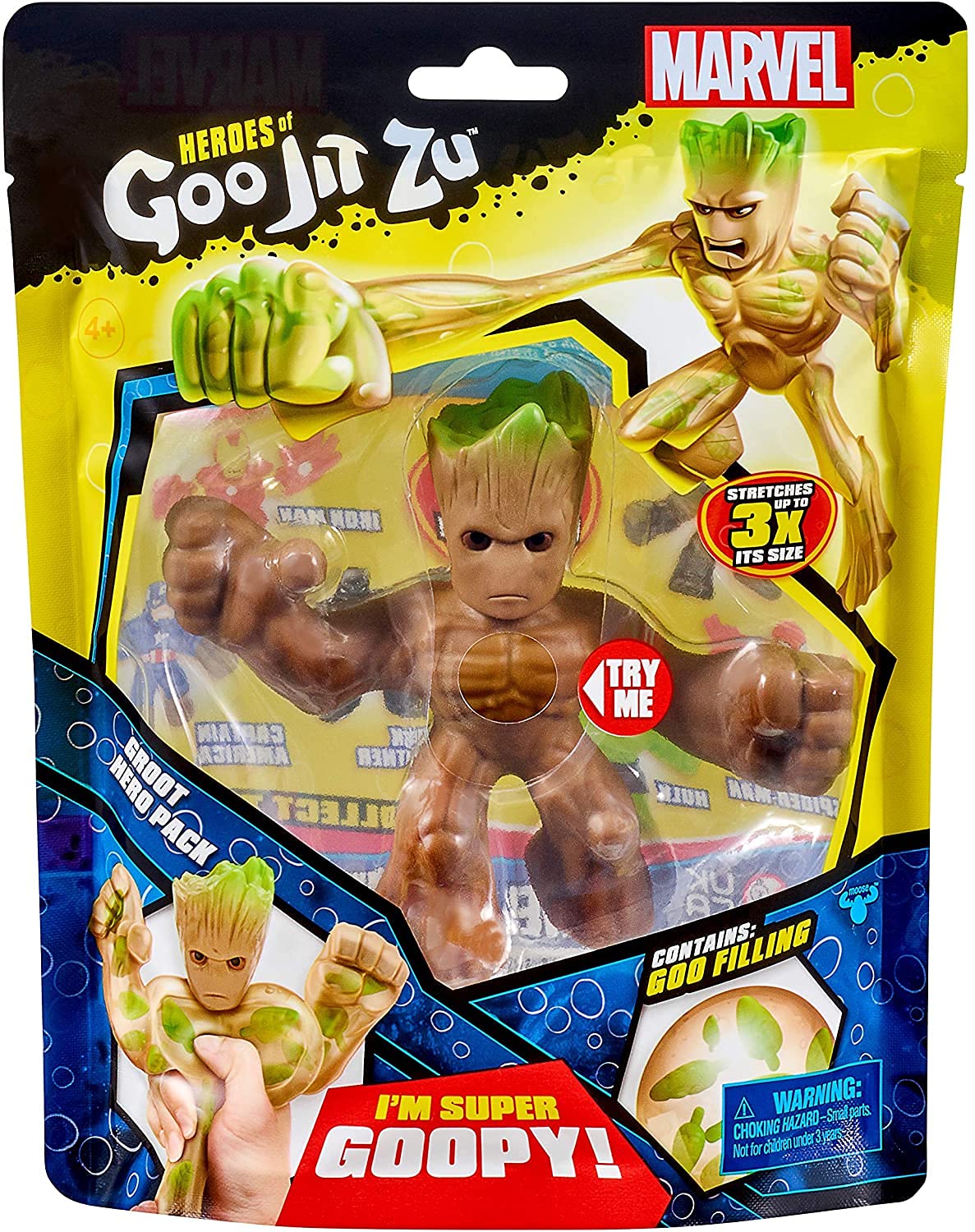 Heroes of Goo Jit Zu Marvel Hero Pack - Groot, Multicolor, Model 41098, PVC Material