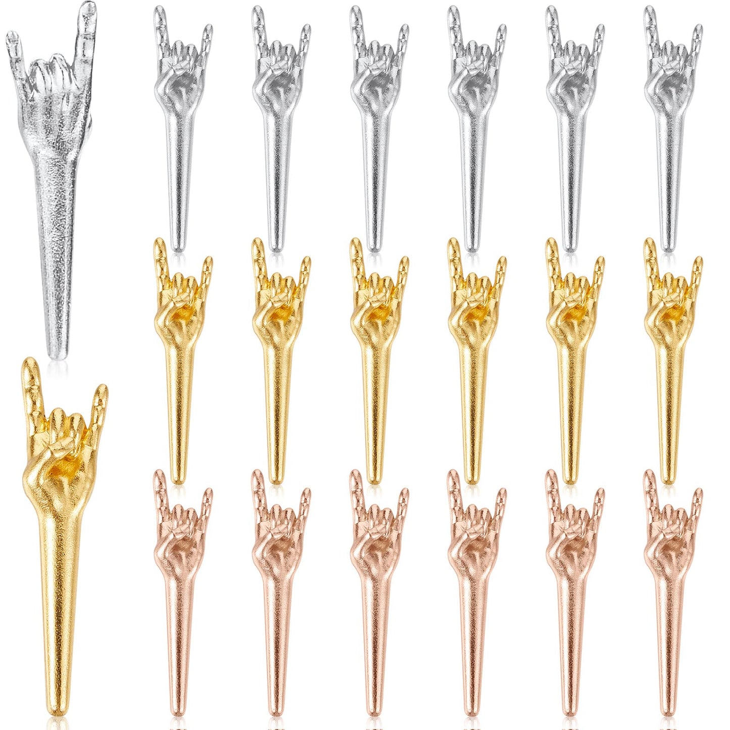 Jexine 18 Pcs Metal Cribbage Pegs Cribbage Board Pegs Fit 1/8 Holes Funny Finger Gesture Cribbage Pegs 3 Colors Unique Cribbage Pegs Toy for Game Accessories Cribbage Traditional Board Game (Rock)