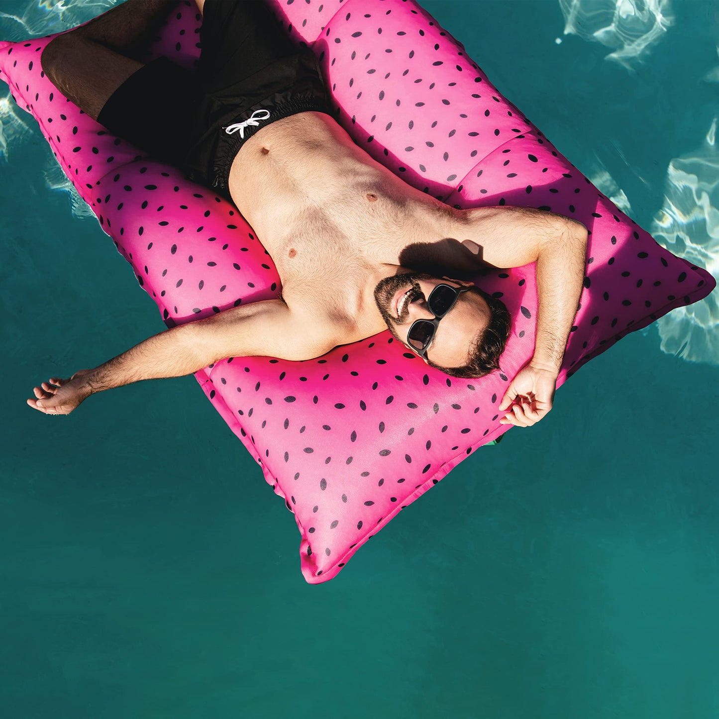 Big Joe Lagoon Lounger No Inflation Needed Pool Float, Summer Melon Double Sided Mesh, Quick Draining Fabric, 5 Feet Giant