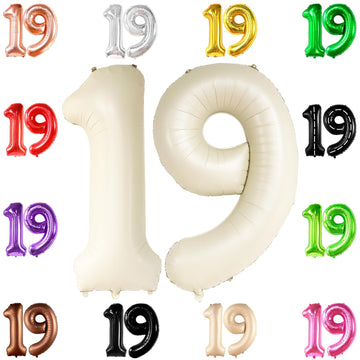 Katchon, Cream 19 Balloon Number - Huge, 40 Inch | 19 Balloons, 19Th Birthday Decorations | 19 White Balloons, 19 Birthday Decorations | 19 Cream Balloon | 19 Birthday Balloons | Number 19 Balloons