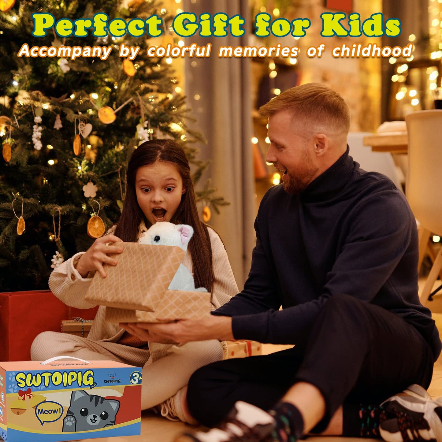 Plush Cat Stuffed Animal Interactive Cat Robot Toy, LED Robotic Cat Barking Meow Kitten Touch Control, Electronic Cat Pet, Robot