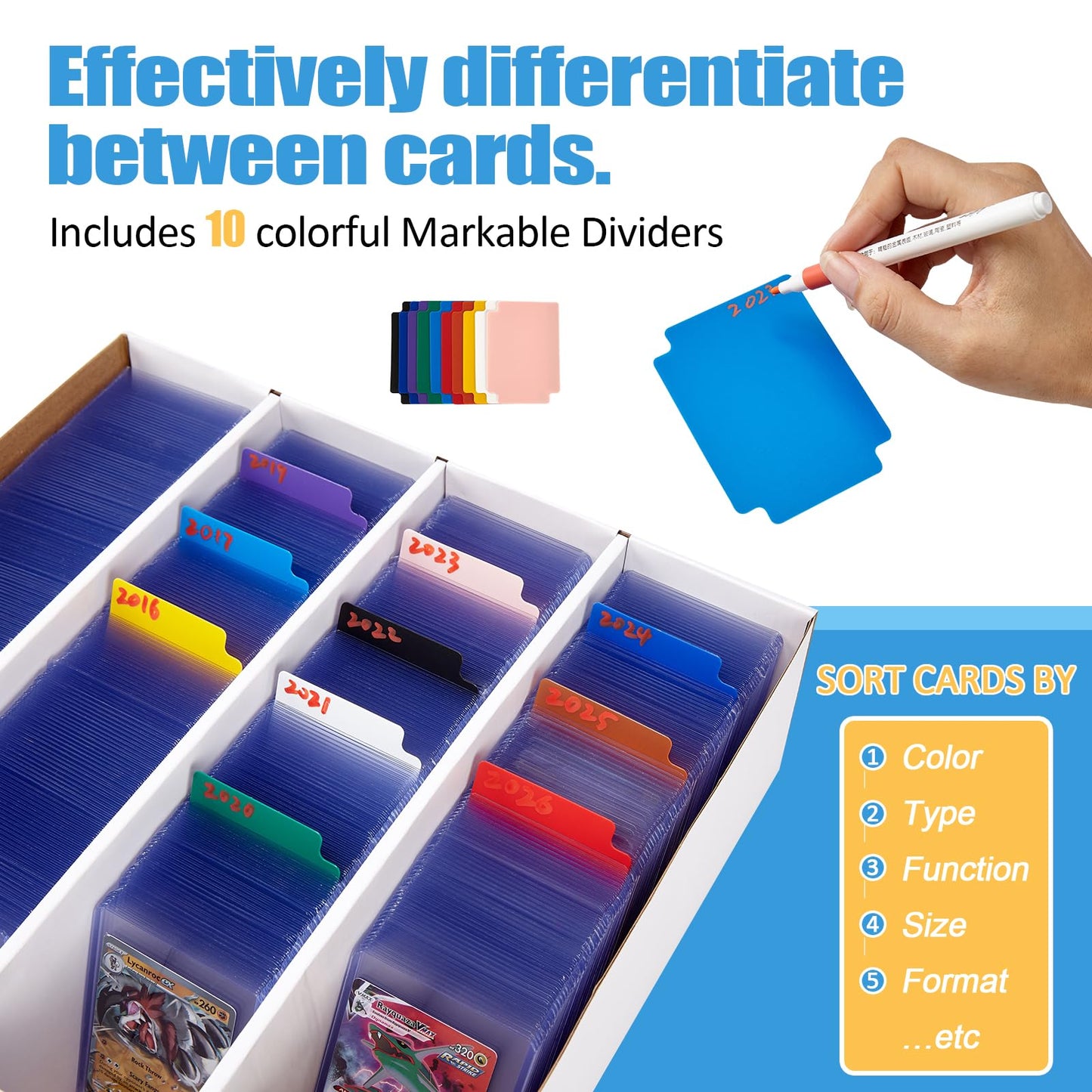 8 Pack Cardboard Card Storage Box 3120 Count Bulk Card Storage White Sports Card Boxes Baseball Card Boxes With 10 Dividers Spor