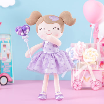 Gloveleya Baby Doll Valentines Day Gifts I Love You Gifts Soft Toy Plush Dolls Purple Flocking Heart Girl 16 Inches