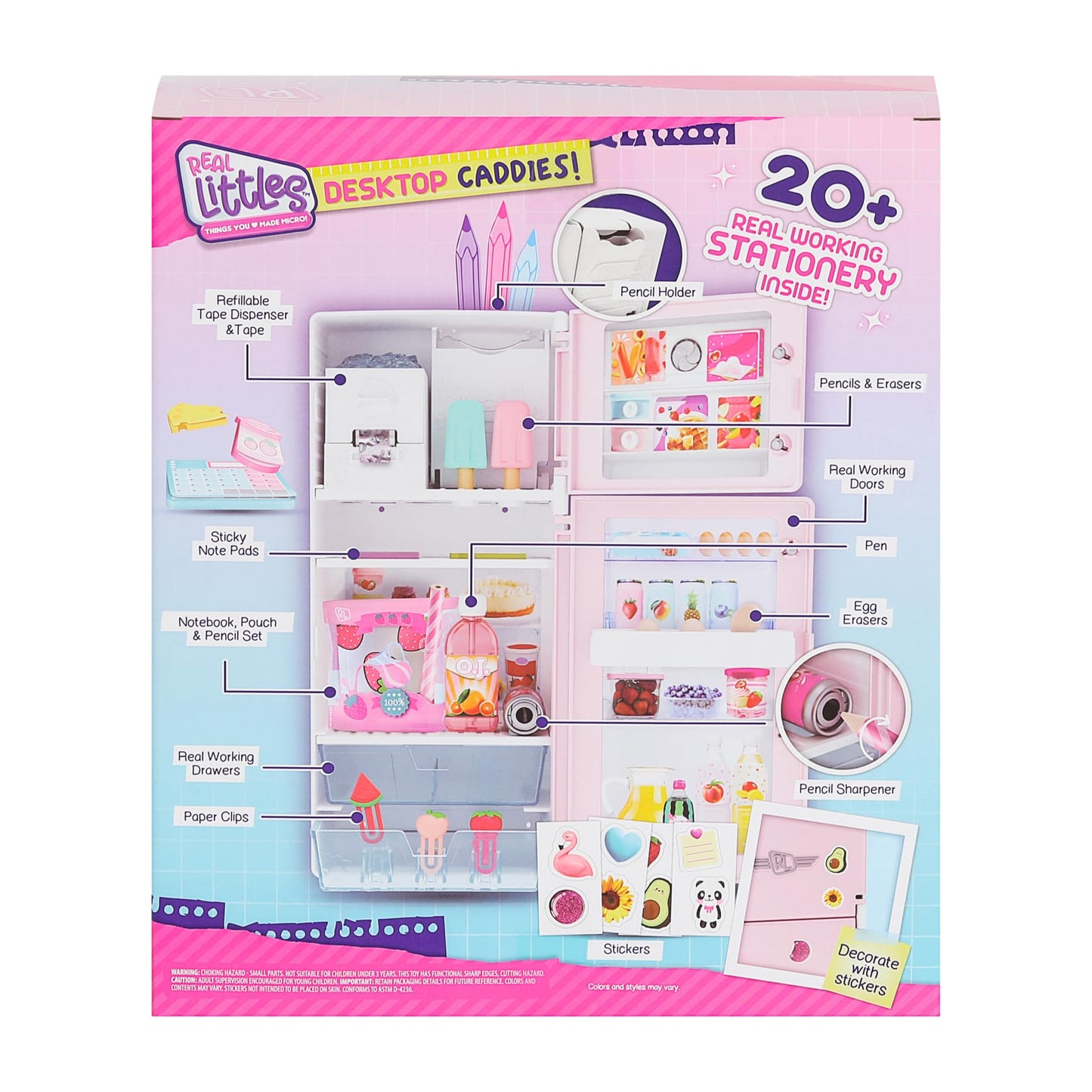 Real Littles Desktop Caddies - Mini Fridge With 20+ Real Working Stationery Surprises Inside! Small