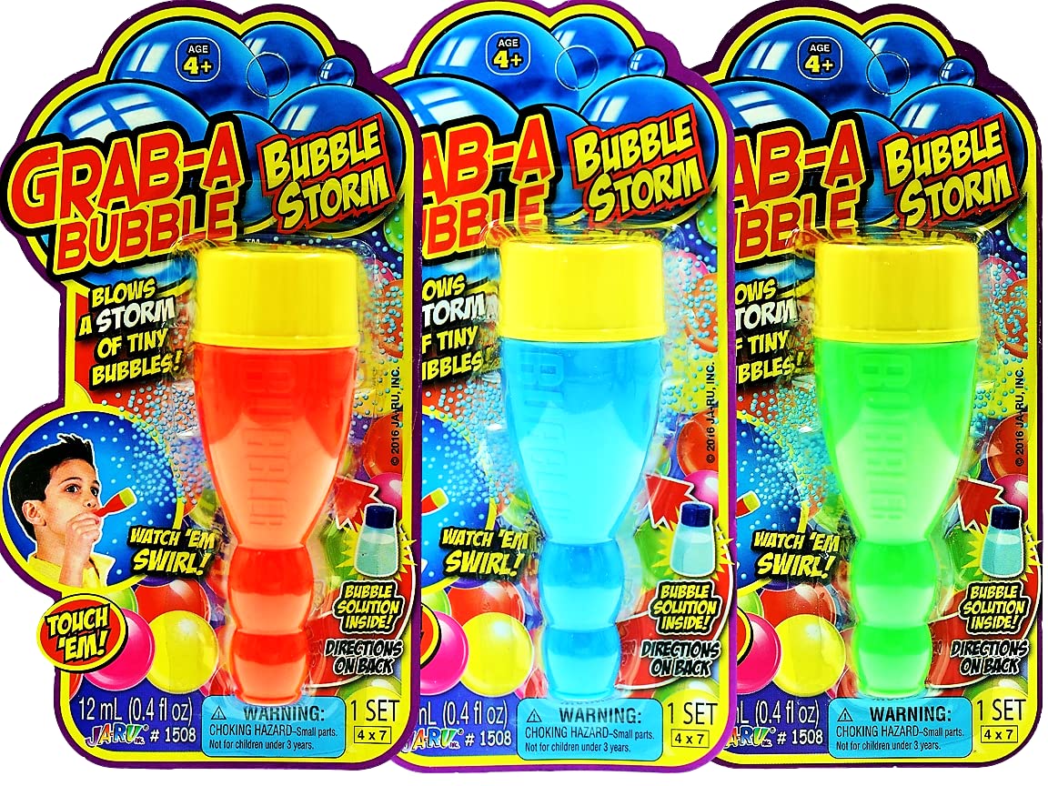 JA-RU Grab a Bubble Storm Touchable Bubbles Blowing Toy (6 Pack) I Hundred of Touching Bubbles Soap Solution Toy Favors I Party