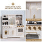Robud Wooden Play Kitchen Set For Kids, Pretend Toy Kitchen With Ice Maker, Coffee Machine, Oven, Microwave, Cabinet, Utensils,