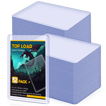32 Count Topload Card Holder, Sooez 35Pt Topload Card Protector, 3' X 4' Hard Plastic Card Sleeves, Baseball Card Protector, Rigid Toploading Card Case For Collectible Trading Sports Cards