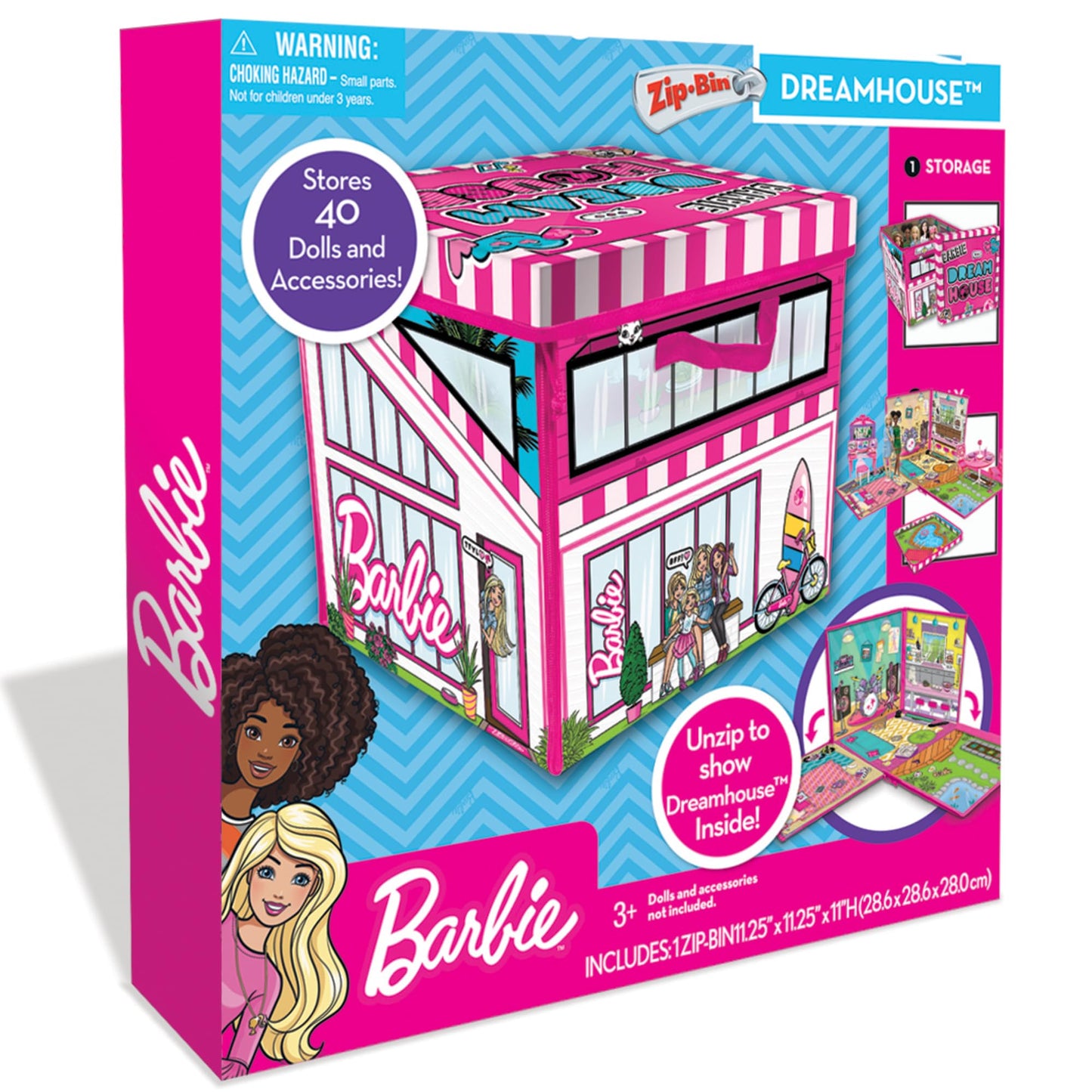 Barbie Zipbin 40 Doll Dream House Toy Box & Playmat
