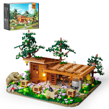 Funwhole Bee-Farm Lighting Building-Bricks Set - Farm Bee Cottage Honey Workshop Collection Led Light Building Set 1274 Pcs For