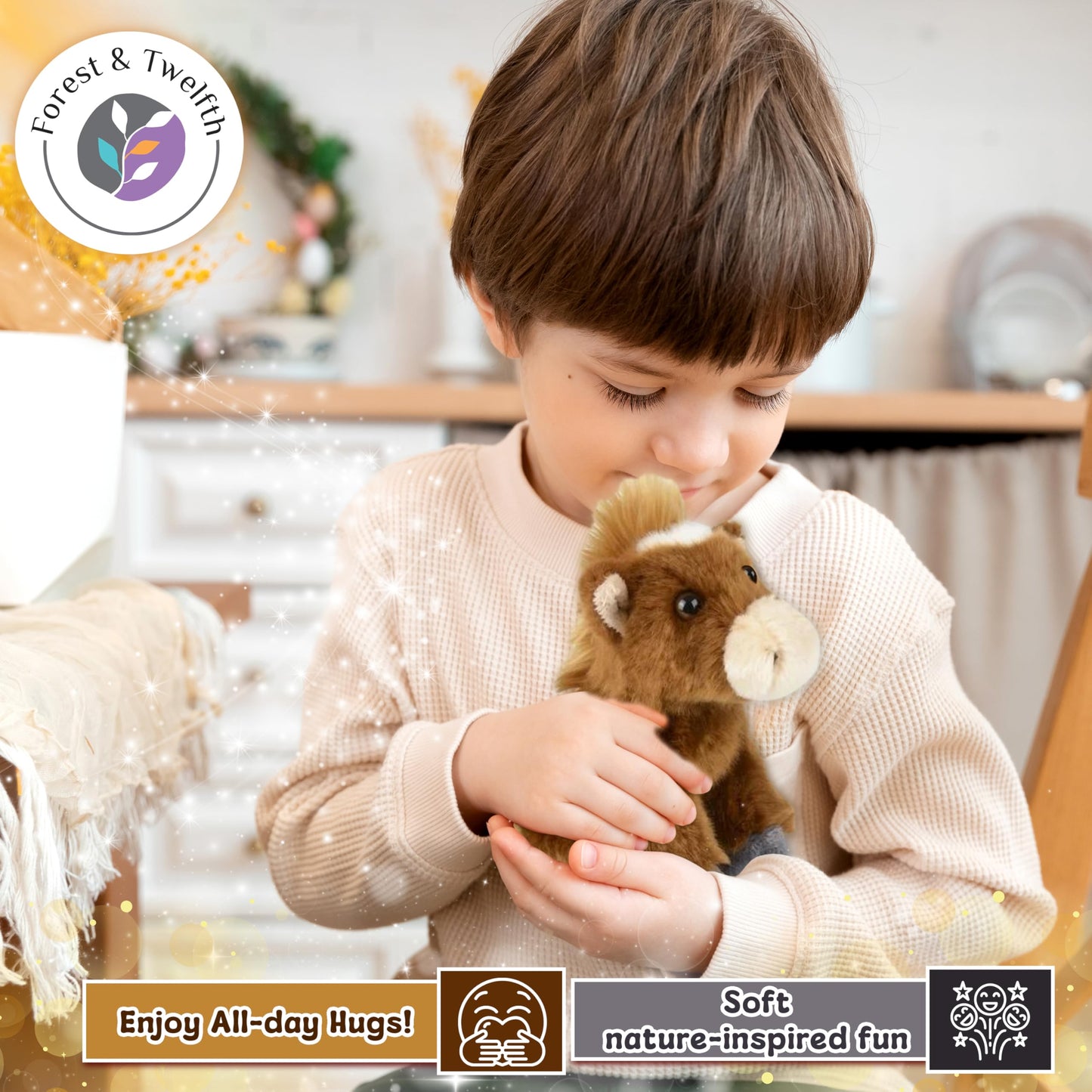 Forest & Twelfth 6'' Stuffed Horse, Soft Plush Toy, Cute Stuffed Animal For Boys And Girls, Realistic Looking Small Stuffed Anim