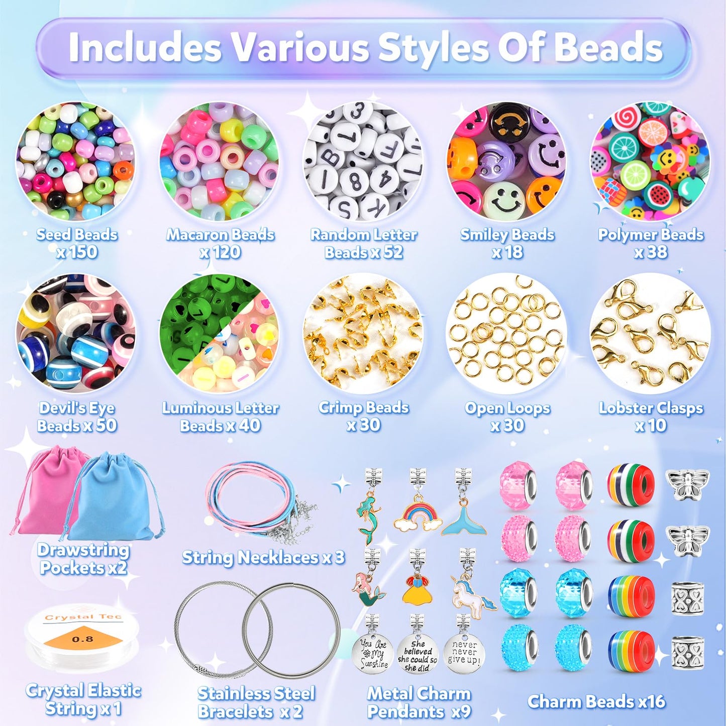 ZOOI Bracelet Making Kit for Girls, Arts and Crafts for Kids Girls Ages 8-12, Girls Toys Age 6-8, Friendship Charm Bracelet Maki